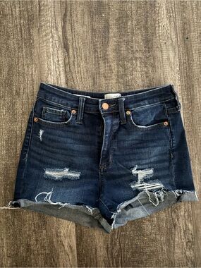 Universal Thread Dark Indigo Distressed High-Rise Denim Shorts